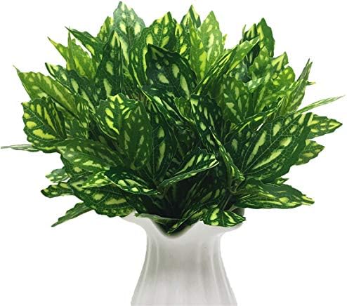 CATTREE Artificial Shrubs, Plastic Plants Speckle Grass Fake Green Bushes Greenery Leaves Wedding Indoor Outdoor Home Garden Verandah Office Table Centerpieces Arrangements Decoration 4 pcs by CATTREE