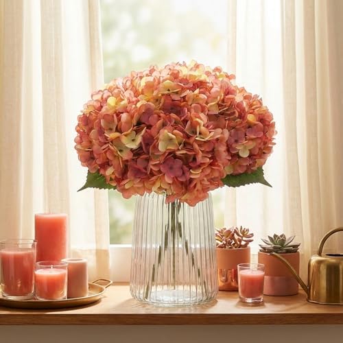 6Pcs 13" Dusty Pink Silk Hydrangea Artificial Flowers - Image 5