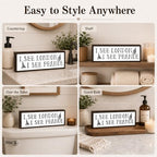 Bathroom Wooden Sign, Travel Style Bathrooms Sign Decor, Paris London Theme Solid Wood Wall Signs, Funny Farmhouse Bathroom Wall Decor, Unique Bathrooms Decorative Gift, 9.5 x 3.1 Inches - Image 3