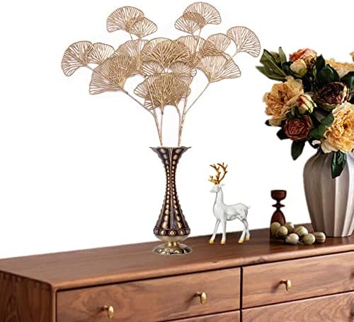 Christmas Artificial Plants Decoration 26" Tall, CATTREE Fake Plastic Golden Apricot Leaves Simulation Ginkgo Leaf Grass for Wedding Party Indoor DIY Home Office Table Centerpieces Decor Gold - 2 Pack - Image 4