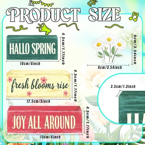 Spring Decoration Wooden Tiered Tray Decor – Rustic Hallo Spring Stacked Block Sign with Daisy Flower Topper – Farmhouse Tabletop Spring Decor for Living Room Shelf Kitchen Coffee Bar Seasonal Home Display - Image 4
