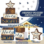 Moucuny 4 Pcs Christmas Wooden Signs Centerpieces, Holy Night Farmhouse - Image 3