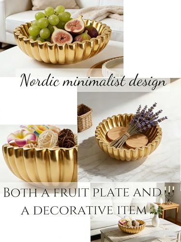 Ruffle Decor Large Decorative Bowl,fruit bowl kitchen stone bowl,bowl decor,Trendy home decor large Stylish Key Bowl for Entry Table - Image 4
