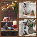 Tandefio 1 Pcs Farmhouse Windmill Table Top Country Decor, Metal Rusty - Image 5