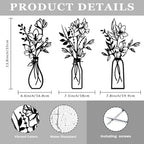 ARTINME 3 Pieces Metal Flowers Wall Arts - Rustic Farmhouse Decor Minimalist Flower Wall Decors for Living room Bathroom Kitchen Bedroom Dining Room - Housewarming Gifts (Black) - Image 2