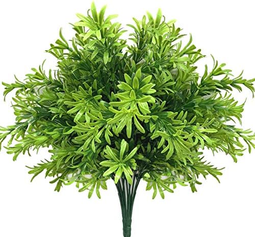 CATTREE Artificial Plants, Plastic Shrubs Faux Flowers Fake Grass Leaves Simulation Greenery Bushes Indoor Outdoor Home Garden Office Yard Verandah Wedding Decoration Planter Filler - 2 Bundles by CATTREE