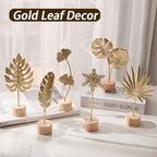 Gold Leaf Home Decor Set - Metal Leaves Statues, Modern Artistic Sculptures for Living Room, Office, Shelf & Home Decorative, Handmade 3D Botanical Accents - Image 2