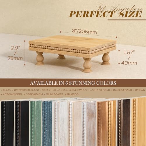 EOSAHR Beaded Bamboo Wood Riser: Pedestal Stand for Counter, Original Wood - Image 2