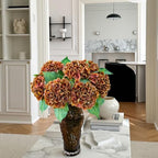 JINWOE Fall Hydrangea Artificial Flowers, 4Pcs 21” Latex Real Touch Flowers, Faux Silk Flowers Fake Artificial Hydrangeas with Stems for Bouquet Table Centerpieces Halloween （Raw Umber Brown） - Image 2