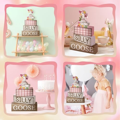 Yuntau 4 Pcs One Silly Goose Table Decor Baby Shower Birthday Party Decor - Image 5
