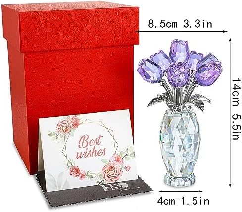Purple Crystal Rose Flower Figurine Collectible Table Centerpiece Decor - Image 5