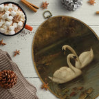CUANFDDSF Vintage Swan Oval Wall Art Decor, Modern Farmhouse Swan Wall Hanging Decor, Moody Cottagecore Farmhouse Antique Animal Framed Canvas Prints for Home Bedroom Living Room, 8.6x11.4 Inch - Image 6