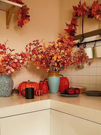 Anna's Whimsy 8 Pcs Artificial Plants Indoor,Thanksgiving Artificial Eucalyptus Stems and Fake Babys Breath Flower Fall Decorations Fall Leaves for Fall Home Decor - Image 5