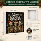 Christmas Decorations Gothic Funny Skeleton Santa Wooden Box Sign - Image 4