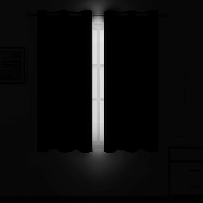 Grey Blackout Curtains/52 x 45 Inch/Set of 2 Panels Room Darkening Short - Image 3