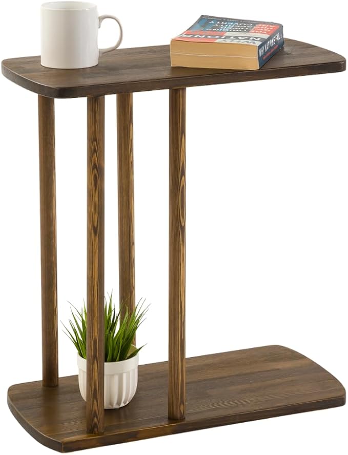 C-Shaped Solid Wood End Table, Side Table - Image 3