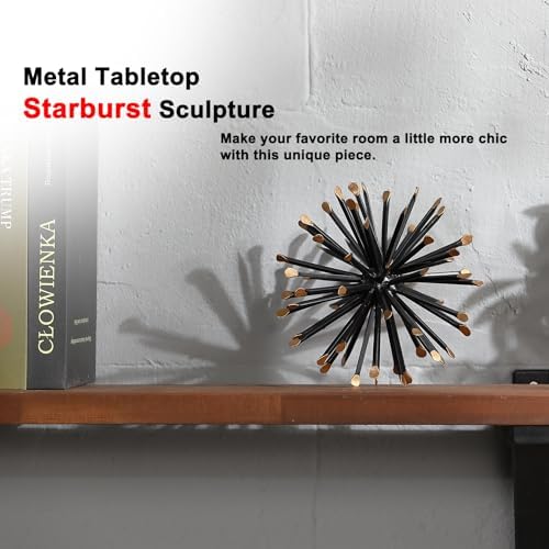 6.5” Modern Starburst Metal Tabletop Sculpture, Black Shelf Accent Decor - Image 5