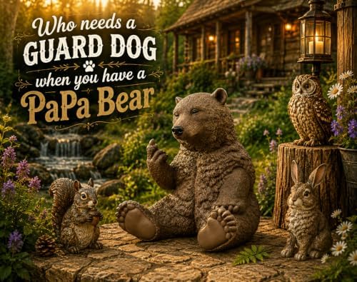 JFSM INC. 12" Hilarious Papa Bear Middle Finger Statue – Outdoor Decor - Image 3