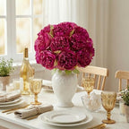 SITUMEIZI 2 Bouquet 10 Heads Artificial Peony Silk Flower Leaf Home Office Wedding Party Festival Bar Decor(Burdungy) - Image 5
