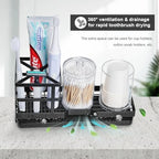 Toothbrush Holders for Bathrooms, Cotton Swabs & Cups Dispenser Set - Image 5