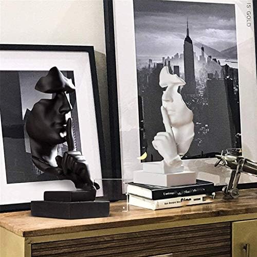 aboxoo Thinker Statue, Silence is Gold Abstract Art Figurine, Modern Home Resin Sculptures Decorative Objects Piano Desktop Decor for Creative Room Home, Office Study Decor (Black) - Image 4