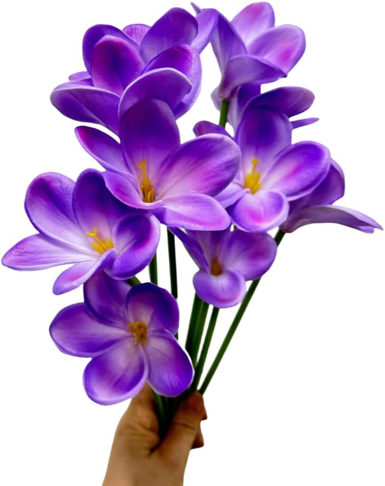 10 pcs Purple Artificial Plumeria Flowers with Stems,Real Touch,13inch - Image 2