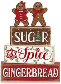 Marsui 4 Pcs Christmas Gingerbread Table Decorations Wooden Sign Blocks by Marsui