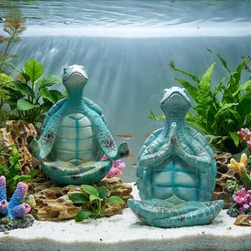 Sea Turtle Decor 2 Pack, 4 Inch Yoga Figurines for Zen Garden Shelf - Image 6