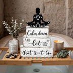 Marsui 4 Pcs Funny Bathroom Shelf Decor Calm Down and Let That Go Wood Sign - Image 5