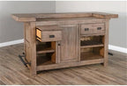 Pemberly Row 80" Farmhouse Wood Home Bar Unit, Stemware Rack, Wine Storage - Image 9