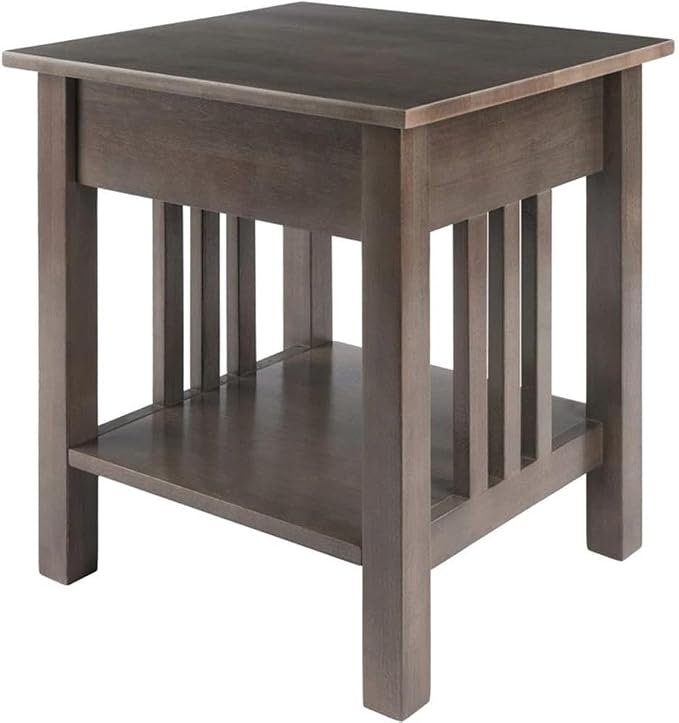 Pemberly Row Transitional Solid Wood Storage End Table, Oyster Gray Finish - Image 8