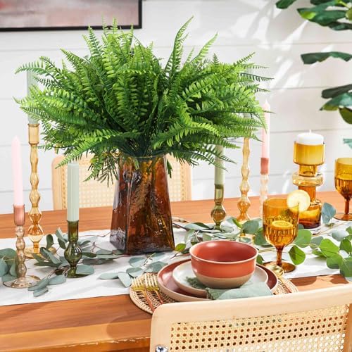 RECUTMS Artificial Boston Ferns,12 Bundles Faux Greenery Ferns - Image 4