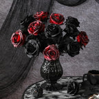 Nubry Artificial Silk Roses, 10pcs Fake Black Roses Bouquet - Image 3