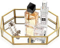 Hipiwe Mirror Glass Vanity Tray - Gold Ornate Makeup Organizer Perfume Tray by Hipiwe