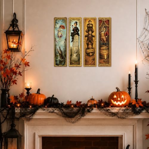 Vintage Halloween Sign,4 Pcs Halloween Hanging Signs,Rustic Wood Wall Decor - Image 5