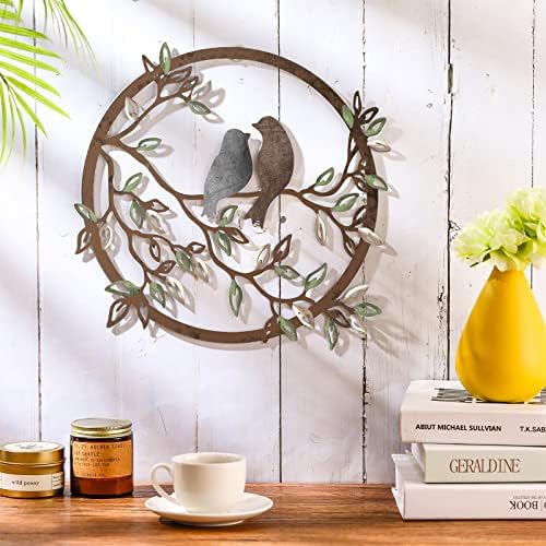 Ferraycle Metal Wall Art Bird Branches Hanging Ornament, Dark Color - Image 3