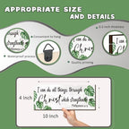 4 Pieces Green Bathroom Decor Christian Wall Decor Motivational Religious Prayer Sign with Eucalyptus Tropical Leaves for Home Living Room Office Bedroom Bathroom(Green, 10x4 In) - Image 4