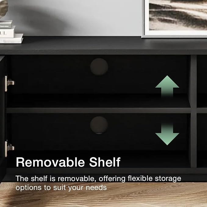 POVISON Mid Century Modern Wood Slatted TV Stand - Image 7