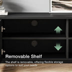 POVISON Full Assembled Mid Century Modern TV Stand, 59.06" Wood Slatted Media - Image 5