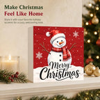 Christmas Decorations Cute Snowman Merry Christmas Wood Box Sign - Image 5
