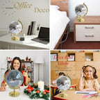 Disco Ball Globe Sculpture, 6.5in Gold Mirror Tabletop Decor - Image 3