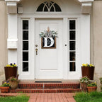 Ultra Large 14'' Last Name All Year Round Front Door Wreath with 26 Initial Letter Welcome Sign All Seasons Eucalyptus Garland and Bow Wreaths for Front Door Porch Farmhouse Decoration (D) - Image 3