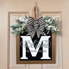 Last Name Porch Decor, Welcome Sign, 26 Letter Wreaths for Front Door, Spring & All Seasons Monogram (M) - Image 3