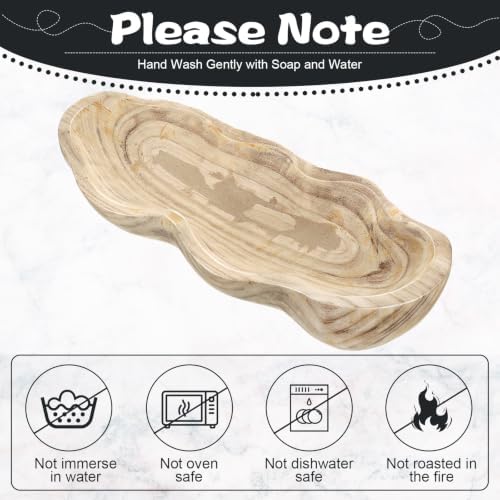 Nuogo 16 Inch Wooden Wavy Edge Dough Bowl Supplies, Light Wood Color - Image 3