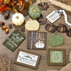 Reallnaive 18 Pcs Fall Tiered Tray Decor, Sage Green Pumpkin Signs - Image 5
