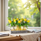 Summer Lemon Mason Jar Centerpiece Set of 3 with Wood Tray - Image 5