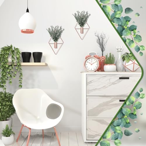 Jexine 2 Pcs Hanging Artificial Planters Wall Decor, Rose Gold, Eucalyptus - Image 6