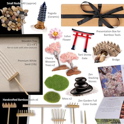 Island Falls Home Zen Garden Kit for Desk, Mini Zen Garden 11x8in Decor - Image 2