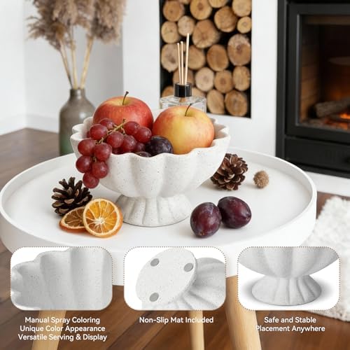Pedestal Decorative Bowl Home Decor, 8" Footed Ruffle Fruit Bowl - Image 2