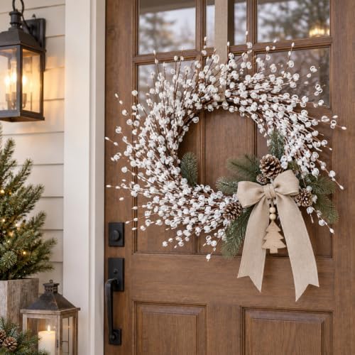 5Pcs White 29.5" Artificial Jasmine Flowers for Christmas DIY Wreath Decor - Image 4